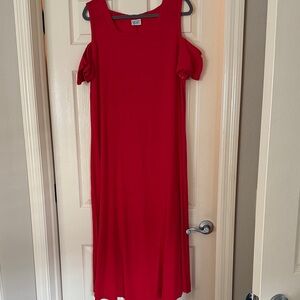 Oh My Gauze! Red Cold Shoulder Maxi Dress
